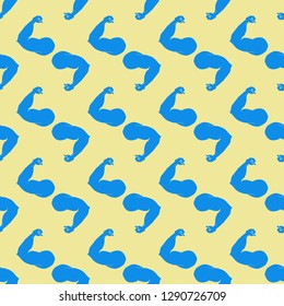 Bodybuilder muscle flex arm seamless background.