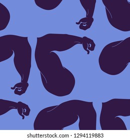 Bodybuilder muscle flex arm seamless background.