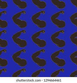 Bodybuilder muscle flex arm seamless background.