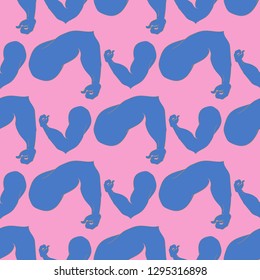 Bodybuilder muscle flex arm seamless background.
