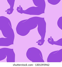 Bodybuilder muscle flex arm seamless background.