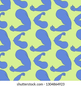 Bodybuilder muscle flex arm seamless background.