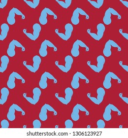 Bodybuilder muscle flex arm seamless background.