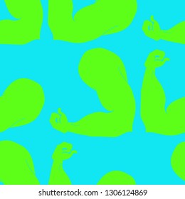 Bodybuilder muscle flex arm seamless background.