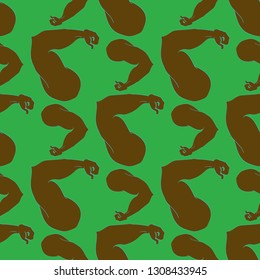 Bodybuilder muscle flex arm seamless background.