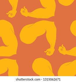 Bodybuilder muscle flex arm seamless background.