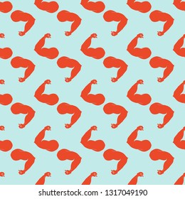Bodybuilder muscle flex arm seamless background.