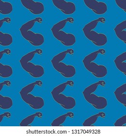 Bodybuilder muscle flex arm seamless background.