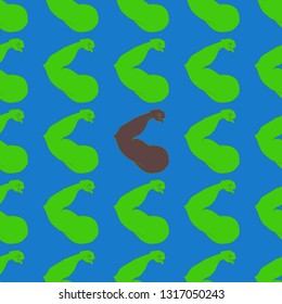 Bodybuilder muscle flex arm seamless background.