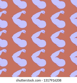 Bodybuilder muscle flex arm seamless background.