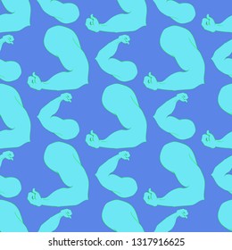 Bodybuilder muscle flex arm seamless background.