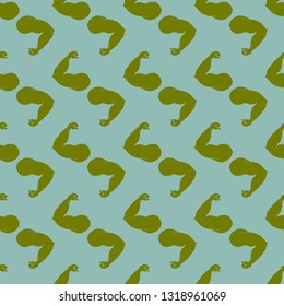 Bodybuilder muscle flex arm seamless background.