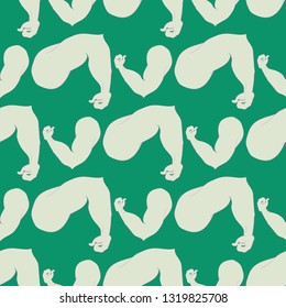 Bodybuilder muscle flex arm seamless background.