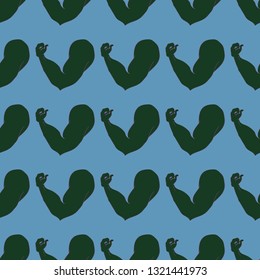 Bodybuilder muscle flex arm seamless background.