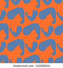 Bodybuilder muscle flex arm seamless background.