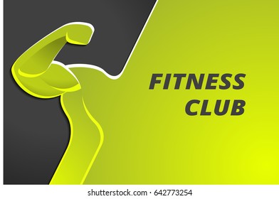 Bodybuilder muscle flex arm vector illustration with green color.