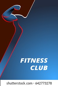 Bodybuilder muscle flex arm vector poster with blue and red colors 