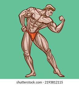 Bodybuilder Muscle Man Fitness Posing 