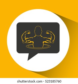 bodybuilder muscle man sport emblem laurel branch vector illustration eps 10