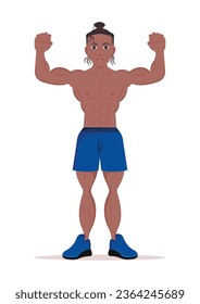 Bodybuilder muscled man vector illustration. Young fitness man isolated on white background