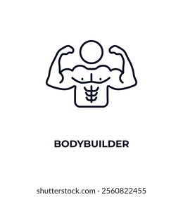 bodybuilder outline icon. Linear vector from gym concept. Thin line bodybuilder icon isolated on white background