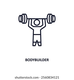 bodybuilder outline icon.  Thin line icon from gym and fitness collection. Editable vector isolated on white background