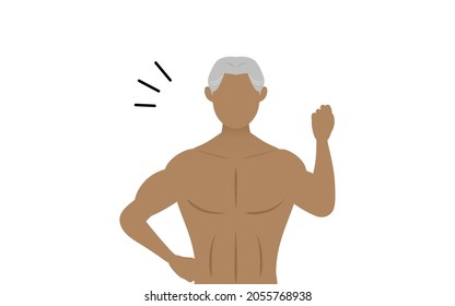 Bodybuilder Senior Man Making A Small Gut Pose
