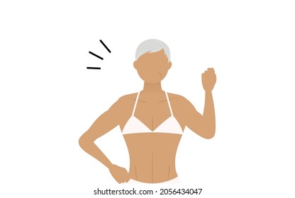 Bodybuilder Senior Woman Making A Small Gut Pose
