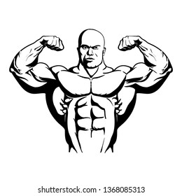 bodybuilder shows biceps vector illustration
