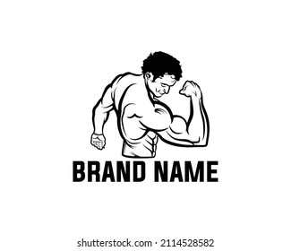 bodybuilder muestra biceps. ilustración vectorial