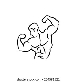Bodybuilder silhouette abstract, vector illustration