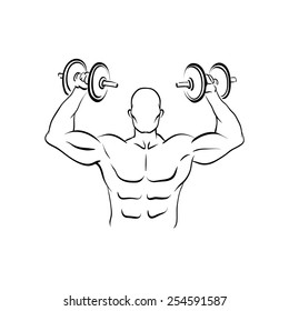 Bodybuilder silhouette abstract, vector illustration