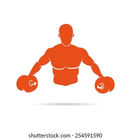 Bodybuilder silhouette abstract, vector illustration