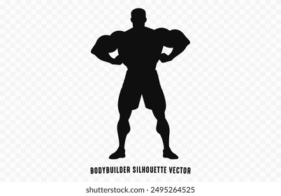 Bodybuilder Silhouette Black Clipart isolated on a white background