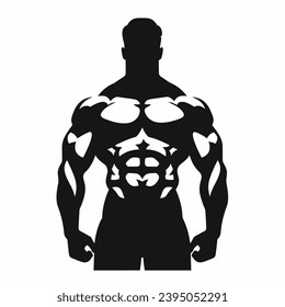 Bodybuilder Silhouette. Bodybuilder, schwarz Symbol auf weißem Hintergrund