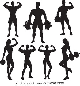 bodybuilder silhouette black and white 