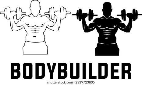 bodybuilder silhouette with dumbull vector file 