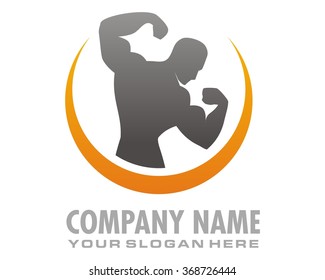bodybuilder silhouette man vector logo