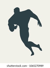 Bodybuilder silhouette. Muscular man running. Super hero sketch