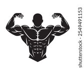 Bodybuilder silhouette vector black color. gym man icon, logo, gym man vector.