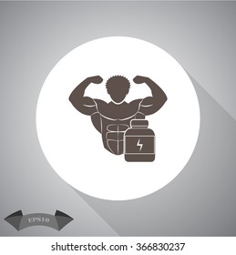 Bodybuilder and Sports nutrition. sport icon