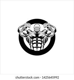 Bodybuilder Sportsman Fitness Model Illustration Sign Symbol badge