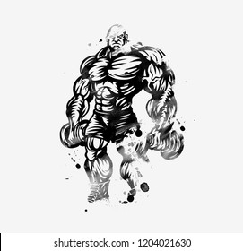 Bodybuilder strict coach bodybuilding and fitness, Vector illustration.