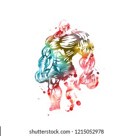 Bodybuilder strict coach bodybuilding and fitness, Vector illustration.