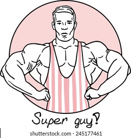 bodybuilder in a striped pink circle