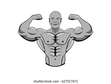 Bodybuilder Strong Muscular Man Athlete Fighter Stock Vector (Royalty ...