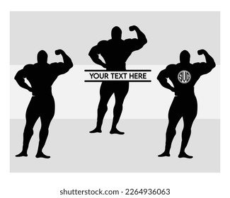 Bodybuilder SVG, Gym, Muscle Man Svg, Workout, Bodybuilder Clipart, Fitness, Muscle Man Vector, Silhoette, Weights Svg