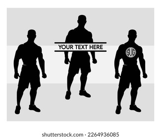 Bodybuilder SVG, Gym, Muscle Man Svg, Workout, Bodybuilder Clipart, Fitness, Muscle Man Vector, Silhoette, Weights Svg