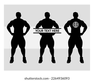 Bodybuilder SVG, Gym, Muscle Man Svg, Workout, Bodybuilder Clipart, Fitness, Muscle Man Vector, Silhoette, Weights Svg