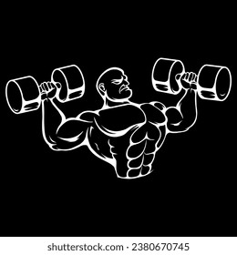 bodybuilder vector file with black background